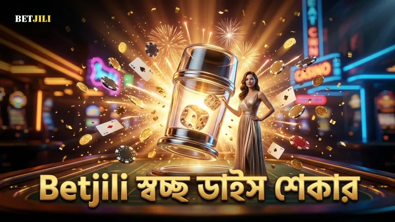 লাইভ ডিলারের সামনে স্বচ্ছ স্বয়ংক্রিয় ডাইস শেকার